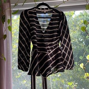 Striped Peplum Wrap Top